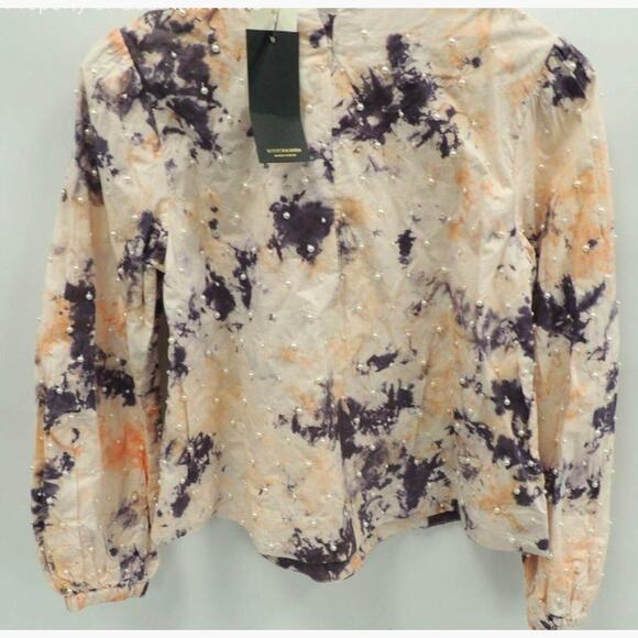 NWT SCOTCH & SODA COTTON TIEDYE TOP WITH PEARL DETAILS XS - Picture 6 of 15